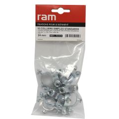 Sachet de 10 colliers simple métallique pour tube Ø24 - Ram