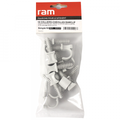 Sachet de 10 RAMCLIP gris simple Ø18 pour fixer les gaines souples - Ram