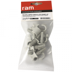 Sachet de 10 RAMCLIP gris simple Ø14 pour fixer les gaines souples - Ram