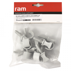 10 colliers cheville RAMCLIP Simple gris pour tube Nu Ø22 et Prégainé Ø12 - RAM