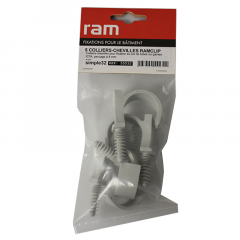 5 colliers cheville RAMCLIP Simple gris pour tube Nu Ø32 et Prégainé Ø20 - RAM
