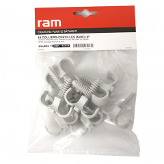 Sachet de 10 RAMCLIP gris double Ø18 pour fixer les gaines souples - Ram