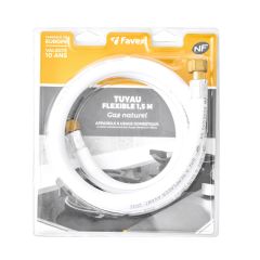 Tuyau à embouts mécaniques Gaz Naturel (10 ans) - 1/2" (15/21) - 1,50 m - Favex