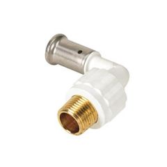 Coude multicouche PVDF blanc à sertir Ø26x3,0 - Mâle 3/4'' (20/27) - HENCO