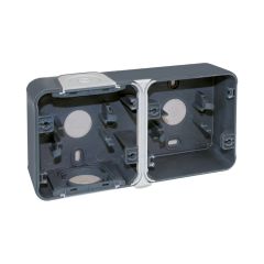 Boite 2 postes horizontale en saillie - étanche IP44 - OXXO Gris - Eur'Ohm