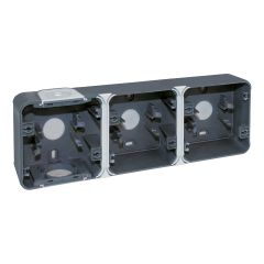 Boite 3 postes horizontale en saillie - étanche IP44 - OXXO Gris - Eur'Ohm