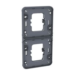 Cadre adaptateur double gris pour installation en vertical encastré de deux mécanismes composables OXXO - étanche IP55 - Eur'Ohm