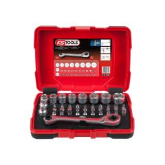Coffret de 31 douilles traversantes de 5 à 14 mm et embouts de vissage 1/4" - KS TOOLS