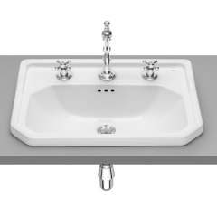 Vasque CARMEN à encastrer - 600x450mm - blanc brillant - 3 trous de robinetterie - Roca - A3270A5003