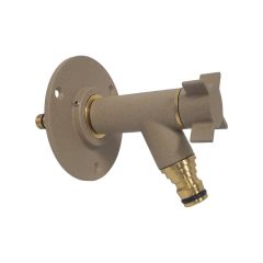 Robinet de jardin antigel OSLO horizontal Mâle 1/2" (15/21) avec son applique Multicouche Ø16x2 - Sable - Anquier
