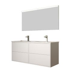 Meuble de salle de bain OPTIMUS 1200 Blanc mat avec lavabo, miroir et applique - Salgar