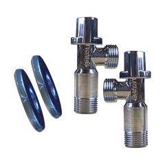 Lot de 2 robinets équerre système anticalcaire Mâle 1/2" (15/21) - Mâle 1/2" (15/21) Chromé - Arco