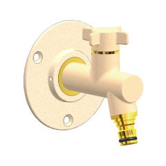 Robinet de jardin antigel OSLO vertical Mâle 1/2" (15/21) avec son applique Cuivre Femelle Ø14 et Mâle Ø16 - Sable - Anquier