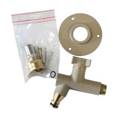 Robinet de jardin antigel OSLO vertical Mâle 1/2" (15/21) avec son applique Multicouche Ø16x2 - Sable - Anquier