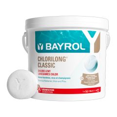 Seau de 10 kg de galets Chlorilong Classic pour désinfection chlore piscine - Bayrol