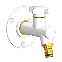 Robinet de jardin antigel OSLO vertical Mâle 1/2" (15/21) avec son applique Multicouche Ø16x2 - Blanc - Anquier