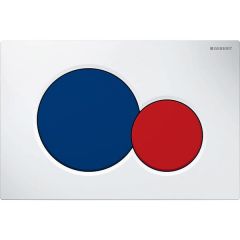 Plaque double chasse blanche avec touche bleu et rouge Sigma01 pour bâti-support Duofix - Geberit
