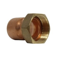 Raccord droit 2 pièces écrou prisonnier à joint plat - Femelle 1"1/2 (40/49) - Cuivre Ø40 - Arcanaute