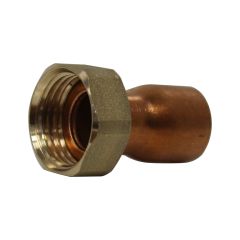 Raccord droit 2 pièces écrou prisonnier à joint plat - Femelle 1/2" (15/21) - Cuivre Ø16 - Arcanaute