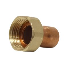 Raccord droit 2 pièces écrou prisonnier à joint plat - Femelle 1" (26/34) - Cuivre Ø22 - Arcanaute