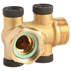 Clapet antipollution équerre NF ACS femelle mâle 1" (26/34) avec bouchons polyamide 1/4" (8/13) - Longueur 68 mm - Sferaco