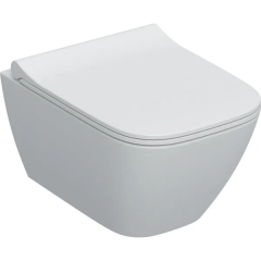 Pack WC suspendu à fond creux Geberit SMYLE SQUARE compact, caréné, sans bride, avec abattant - Geberit