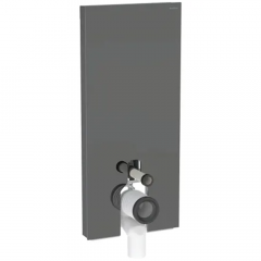 Panneau sanitaire Geberit MONOLITH pour WC au sol, 114 cm, habillage frontal en verre gris velouté, latéral aluminium chromé noir - Geberit