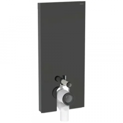Panneau sanitaire Geberit MONOLITH PLUS pour WC au sol, 114 cm, habillage frontal en verre noir, latéral aluminium chromé noir - Geberit