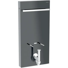 Panneau sanitaire Geberit MONOLITH pour bidet, 101 cm, avec porte-serviettes, verre noir, latéral aluminium chromé noir - Geberit