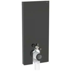 Panneau sanitaire Geberit MONOLITH pour WC au sol, 114 cm, habillage frontal en verre noir, latéral aluminium chromé noir - Geberit