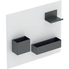 Tableau magnétique salle de bain Geberit blanc avec boîtes de rangement aimantées gris velouté - Geberit