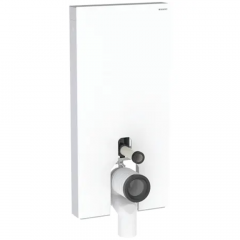 Panneau sanitaire Geberit MONOLITH PLUS pour WC au sol, 101 cm, habillage frontal en verre blanc, latéral aluminium - Geberit