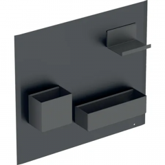 Tableau magnétique salle de bain Geberit noir avec boîtes de rangement aimantées gris velouté - Geberit