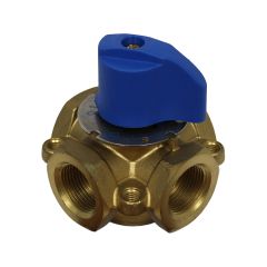 Vanne mélangeuse laiton 4 voies Kvs 8 - femelle 3/4" (20/27) - Somatherm