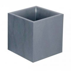 Pot carré VOLCANIA double paroi décor pierre - 49,5 x 49,5 x 49,5 cm - 57 L - Gris galet - EDA