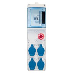 Coffret de chantier monophasé 4 prises IP55 2P+T, 230V, 16A - Eur'Ohm