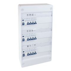 Tableau électrique TOP CHANTIER monté, câblé - 3 rangées - pour logement T3 ou T4 - Eur'Ohm