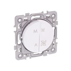 Commande VMC 2 vitesses avec position stop NF - SQUARE blanc - Eur'Ohm