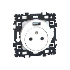 Prise 2P+T 16A + USB 2,1 A type A affleurante NF - SQUARE blanc - Eur'Ohm