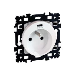 Prise 2P+T 16A + USB 2,1 A type C NF - SQUARE blanc - Eur'Ohm