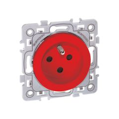 Prise 2P+T 16A détrompée rouge pour réseau secouru NF - SQUARE - Eur'Ohm