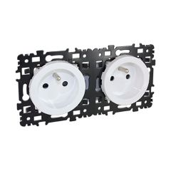 Double prise 2P+T monobloc précablées NF - SQUARE blanc - Eur'Ohm