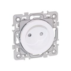 Prise 2P 16A NF avec griffes - SQUARE blanc - Eur'Ohm