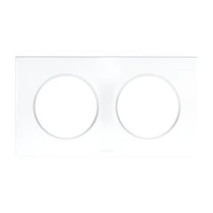 Plaque de finition 2 postes - SQUARE Blanc brillant nacré - Eur'Ohm