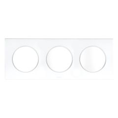 Plaque de finition 3 postes - SQUARE Blanc brillant nacré - Eur'Ohm