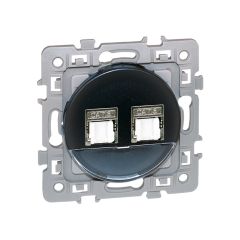 Double prise RJ45 STP Cat.6 (grade 2) - SQUARE Anthracite - Eur'Ohm