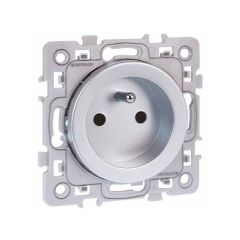 Prise 2P+T 16A spéciale rénovation avec connexion haut/bas NF - SQUARE Silver - Eur'Ohm
