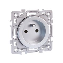 Prise 2P+T 16A NF - SQUARE Silver - Eur'Ohm