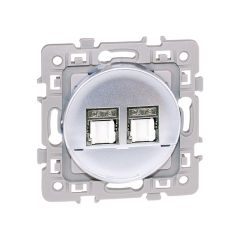Double prise RJ45 STP Cat.6 (grade 2) - SQUARE Silver - Eur'Ohm