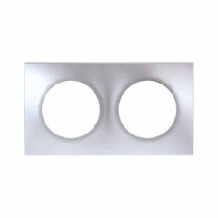 Plaque de finition 2 postes - SQUARE Silver imitation alu - Eur'Ohm